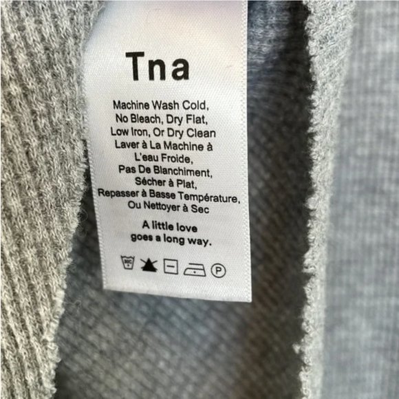 TNA Aritzia thermal waffle knit long sleeve vneck size XS gray - Picture 6 of 6